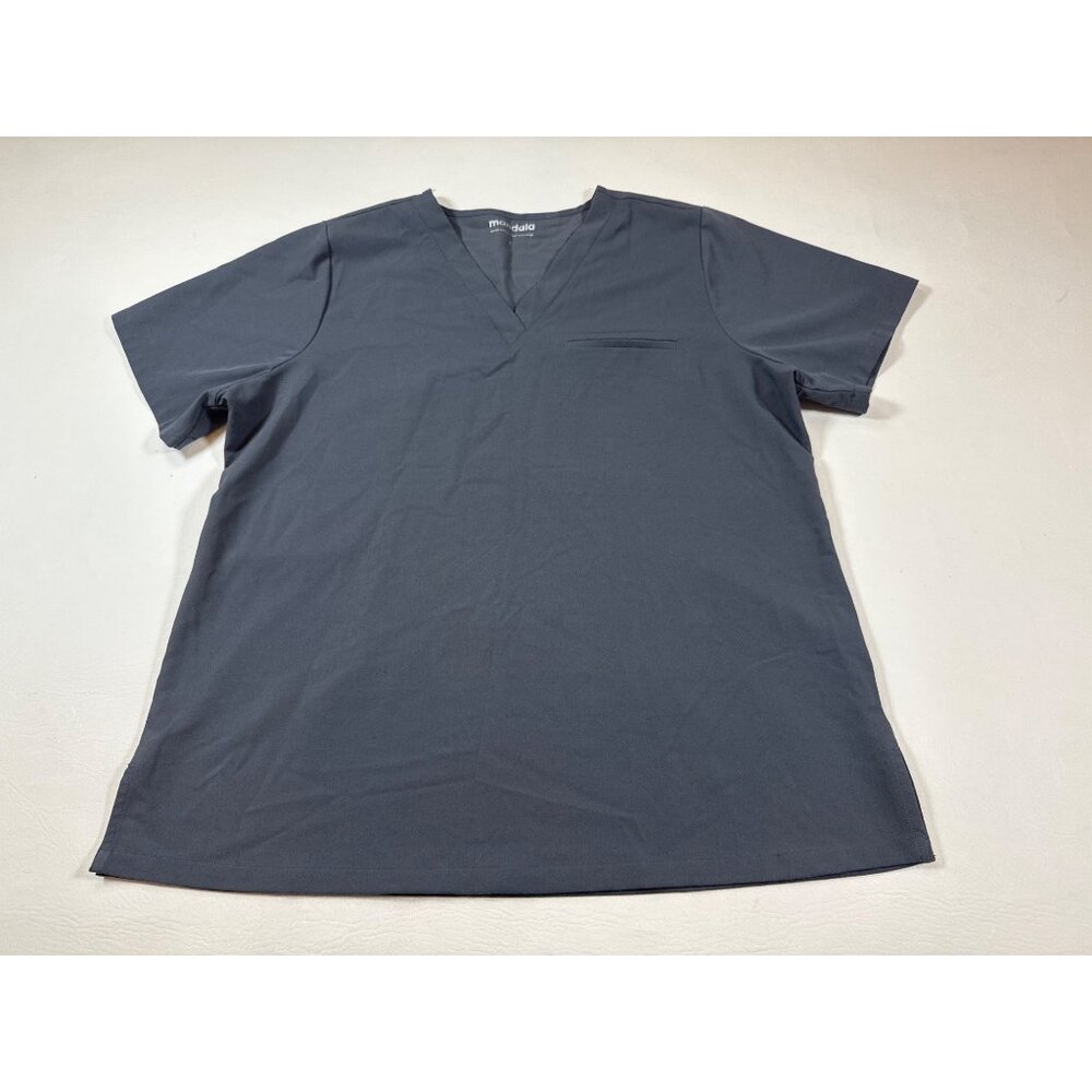 Mandala Equa-Tek Gray V-Neck Short Sleeve Scrub Top Size L (LL287) - Picture 1 of 7